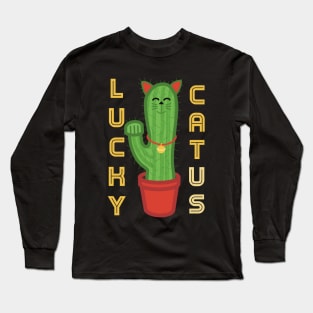 Lucky Catus Cat And Cactus Pun Long Sleeve T-Shirt